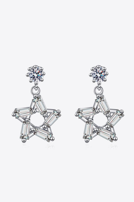 Moissanite Starburst Sterling Silver Earrings with Dazzling Sparkle