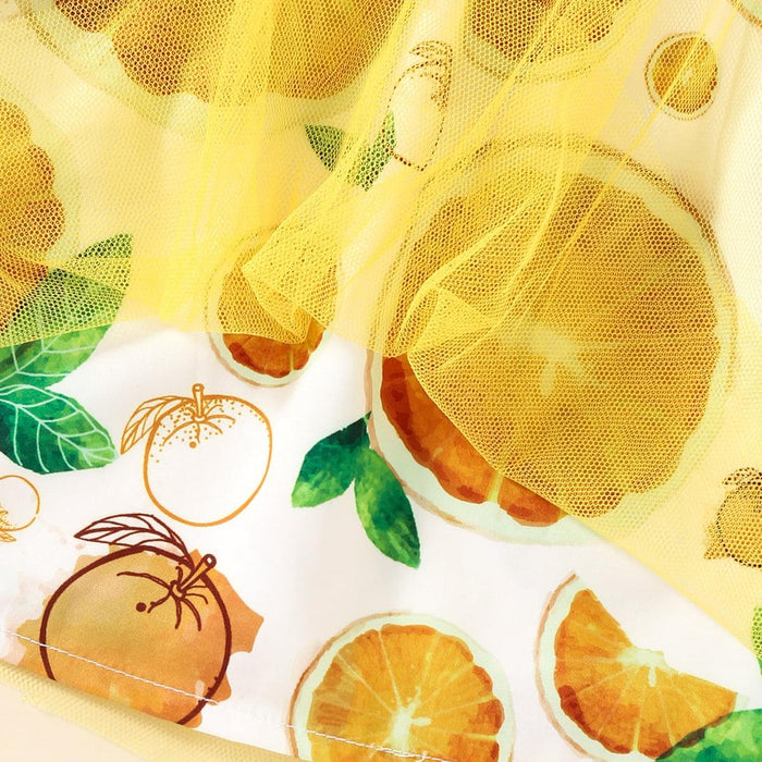Fruit Pattern Tie Shoulder Dress