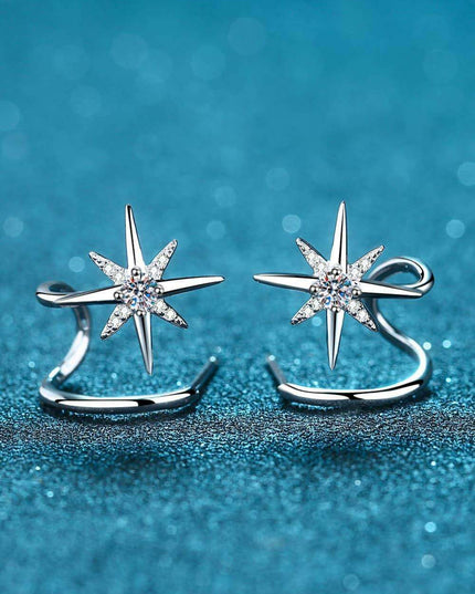 Elegant Moissanite Star Earrings with Durable Rhodium Finish & Warranty Assurance