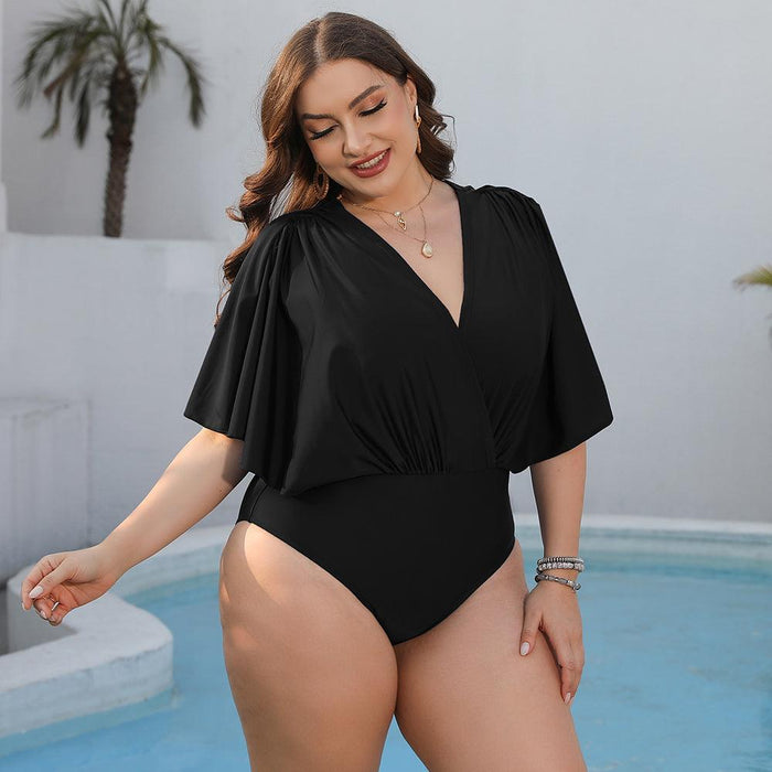 Flattering Plus Size Solid Beach Swimsuit