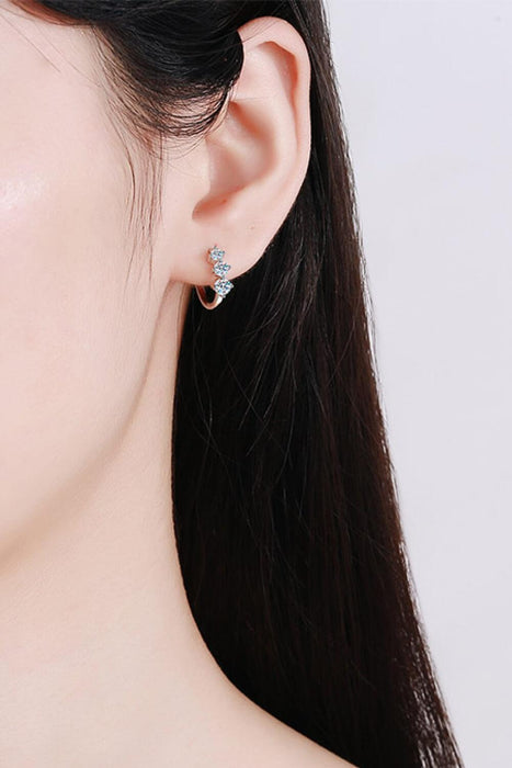 Sterling Silver Moissanite Huggie Earrings - Chic Gift Set