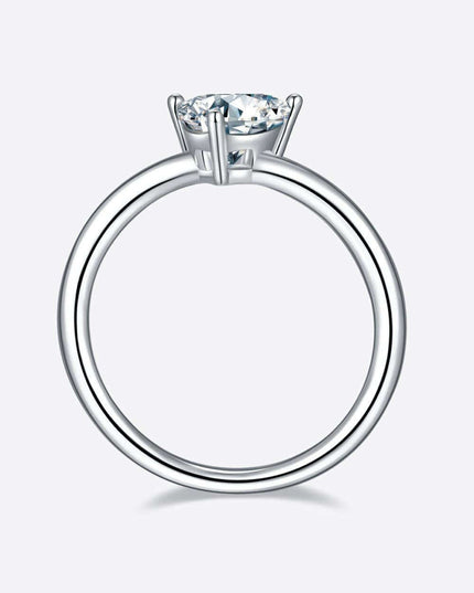 Elegant 1 Carat Platinum-Plated Lab-Diamond Sterling Silver Ring