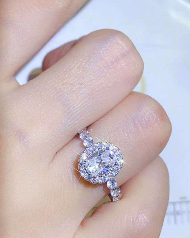 Radiant Halo 1 Carat Lab-Diamond Sterling Silver Ring - A Classic Touch of Luxury