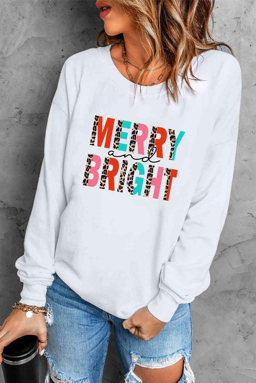 MERRY AND BRIGHT Graphic Pullover Sweatshirt