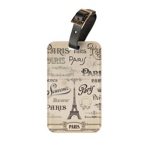 Elegant Customizable Parisian Travel Tag with Leather Strap