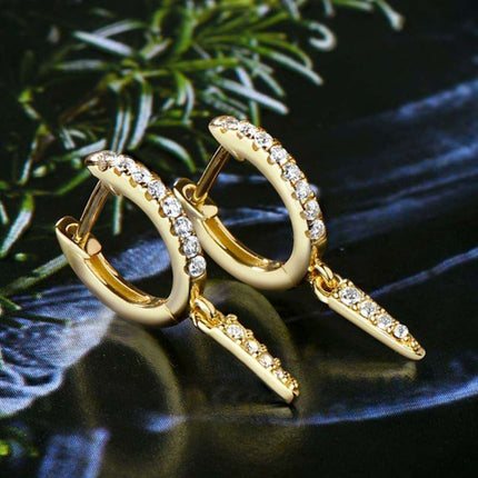 Dazzling Lab-Created Diamond Sterling Silver Earrings with Platinum and Gold Finishes