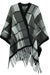 Cloak Sleeve Plaid Poncho with Fringe Detail