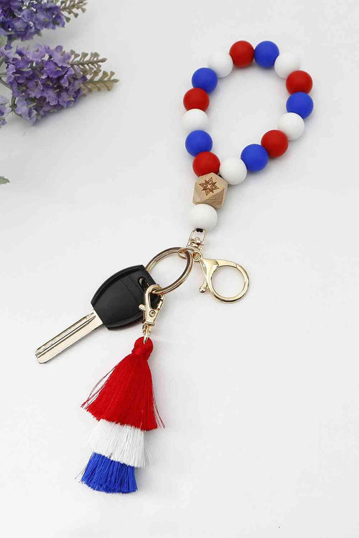Sophisticated Tassel Keychain with Silicone Beads and Reliable Grommet