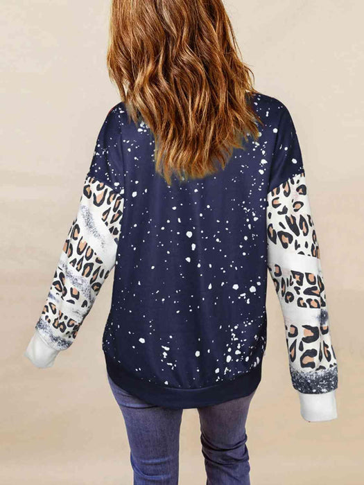 Leopard Print Plus Size Graphic Sweatshirt