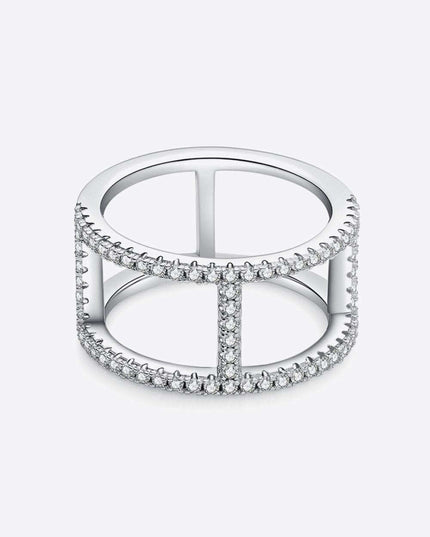 Elegant Sterling Silver Ring with Dazzling Lab-Created Diamond Stone