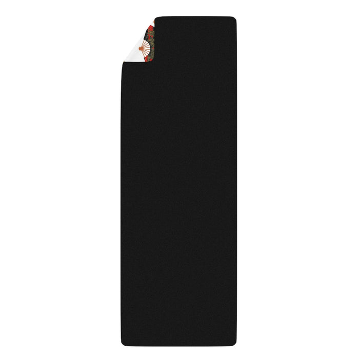 Luxury Zen Haven Rubber Yoga Mat with Japanese Fans Design - Enhance Your Practice with Elegance