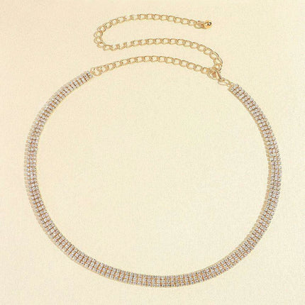 Glistening Rhinestone-Studded Alloy Waist Belt for Timeless Style