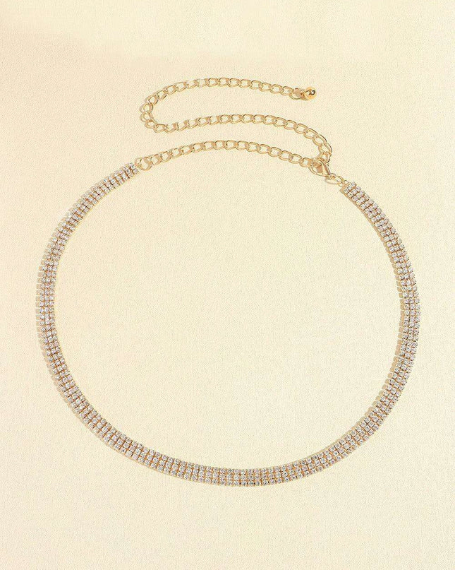 Glistening Rhinestone-Studded Alloy Waist Belt for Timeless Style