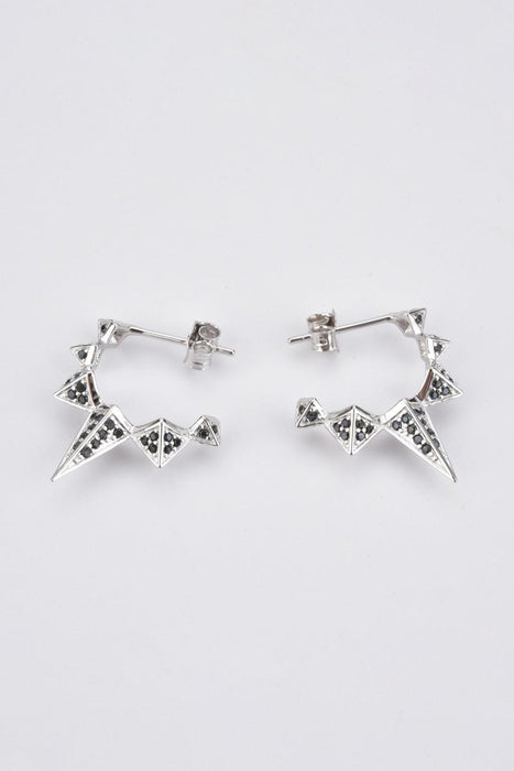 Zircon Embellished Sterling Silver Contemporary Earrings