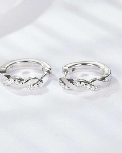 Elegant Twisted Moissanite Silver Earrings with Platinum Finish