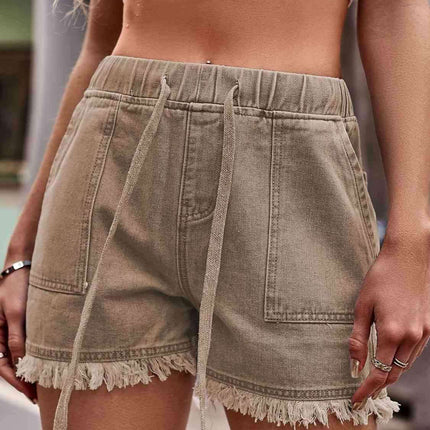 Chic Frayed Hem Drawstring Denim Shorts: Your Summer Essential
