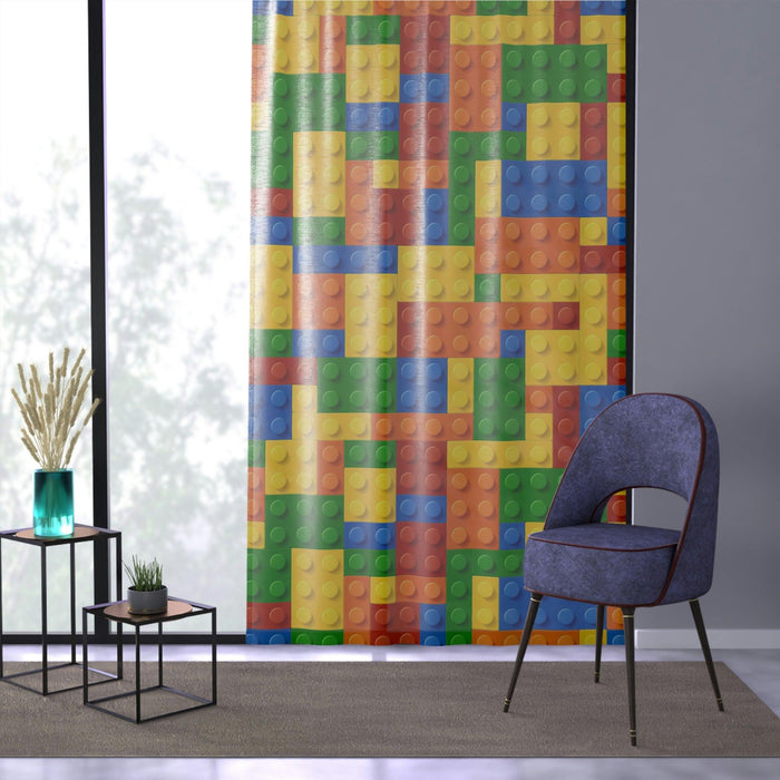 Customizable Lego Window Curtains for Kids' Room Decor with Personalization Option