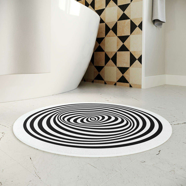 Personalized Optical Illusion Round Bath Mat - Unique Abstract Design for Stylish Bathroom Decor