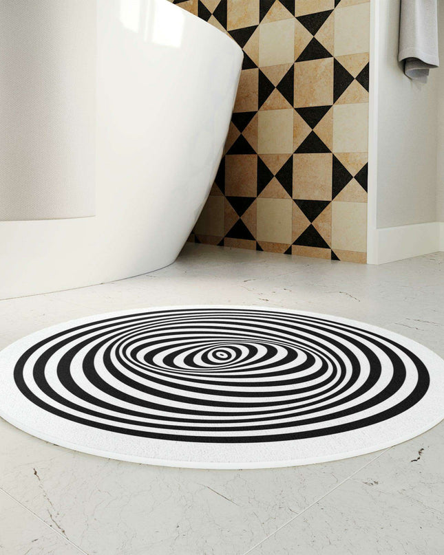 Personalized Optical Illusion Round Bath Mat - Unique Abstract Design for Stylish Bathroom Decor