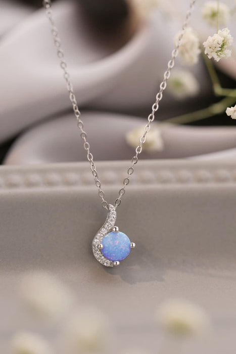 Opal Elegance Platinum Necklace - Sterling Silver Glamour Accessory