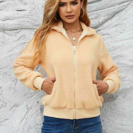 Chic Cozy Mock Neck Zip-Up Sweater Jacket