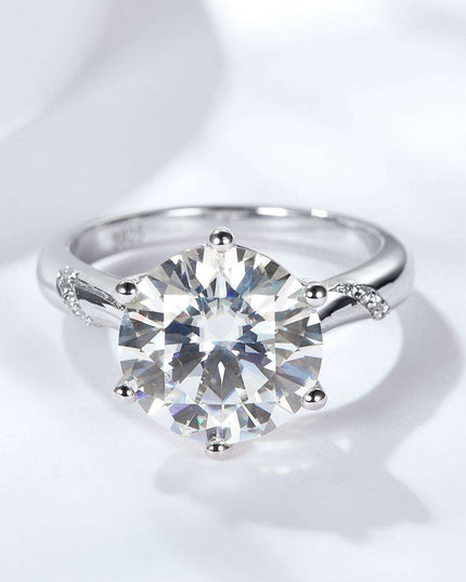 Timeless Elegance: Stunning 5 Carat Moissanite Solitaire Ring in Platinum-Plated Sterling Silver