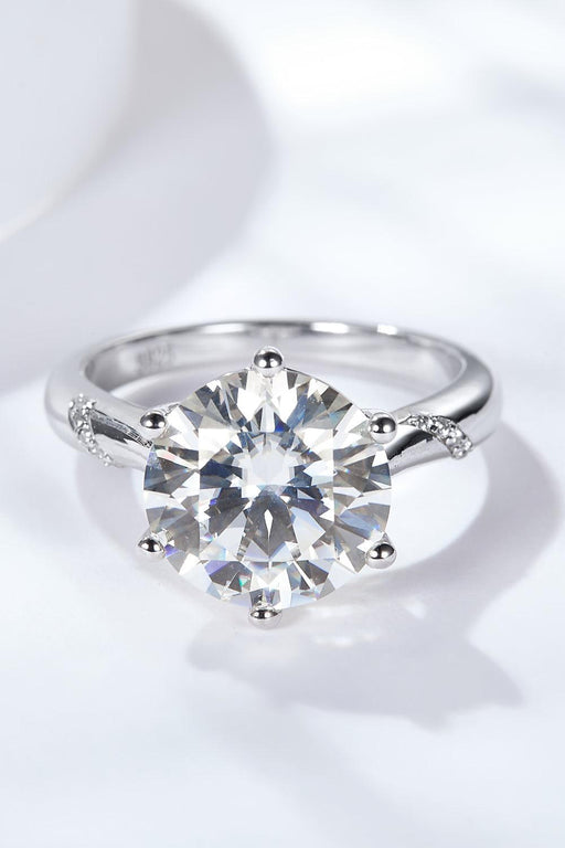 Sophisticated 5 Carat Moissanite Solitaire Ring in Platinum-Plated Sterling Silver