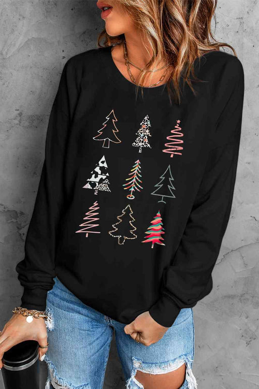 Festive Christmas Tree Print Knit Jumper