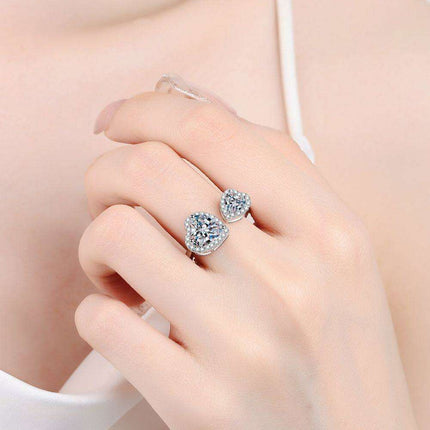Heart-Shaped Lab-Grown Diamond Ring Set in Sterling Silver with Zircon Accents