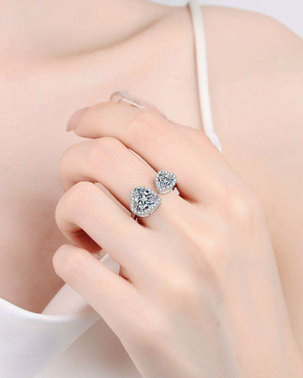 Heart-Shaped Lab-Grown Diamond Ring Set in Sterling Silver with Zircon Accents