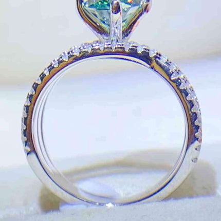 Stunning 1 Carat Moissanite Sterling Silver Ring with Zircon Details - Ultimate Luxury and Radiance