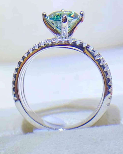 Stunning 1 Carat Moissanite Sterling Silver Ring with Zircon Details - Ultimate Luxury and Radiance