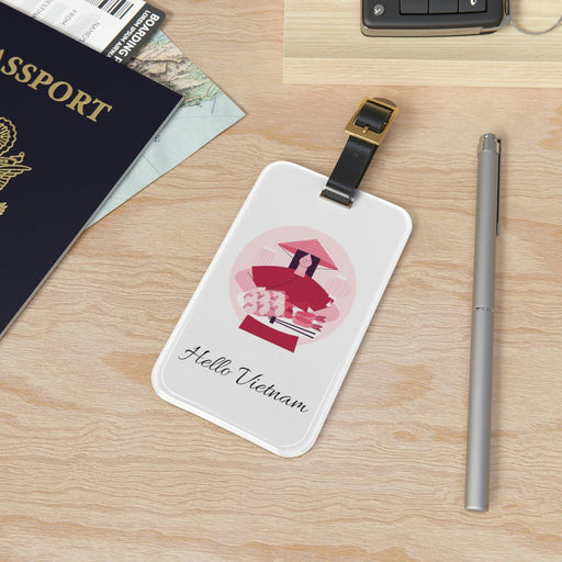 Elite Collection Acrylic Luggage Tag Set with Leather Strap
