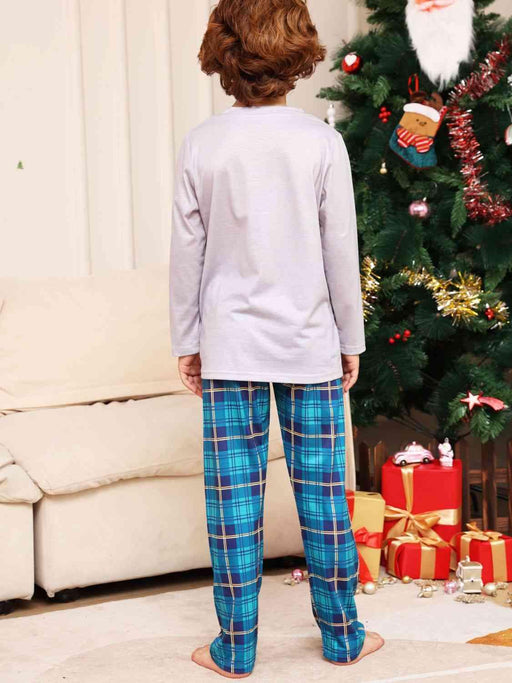Festive Reindeer Print Long Sleeve Top and Tartan Trousers Set
