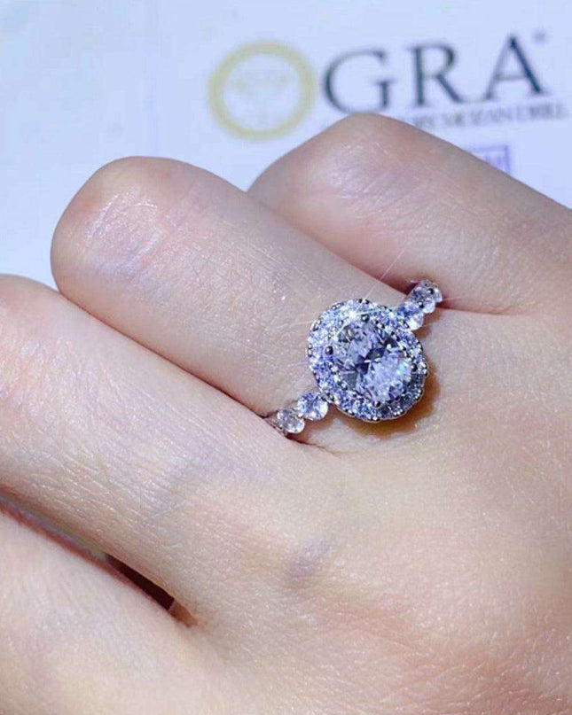 Radiant Halo 1 Carat Lab-Diamond Sterling Silver Ring - A Classic Touch of Luxury