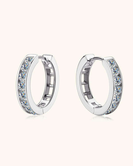 Personalized Sterling Silver Huggie Earrings with Sparkling Lab-Diamond Accents