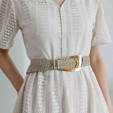 Asymmetrical Clasp Woven Waist Belt for Effortless Chic Style