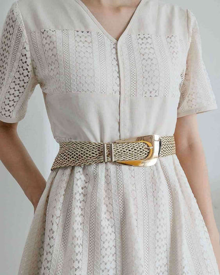 Asymmetrical Clasp Woven Waist Belt for Effortless Chic Style