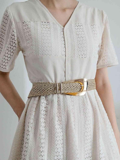 Asymmetrical Clasp Woven Waist Belt with Unique Irregular Design