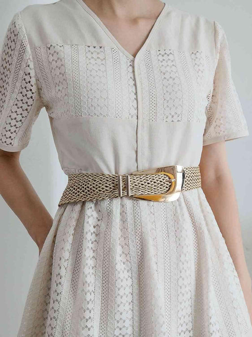 Asymmetrical Clasp Woven Waist Belt for Effortless Chic Style