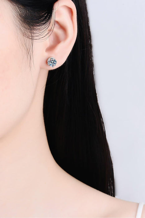 Stunning 2 Carat Moissanite Stud Earrings in Rhodium-Plated Sterling Silver