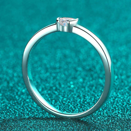 Radiant Heart Lab-Diamond Ring in Platinum-Plated Sterling Silver