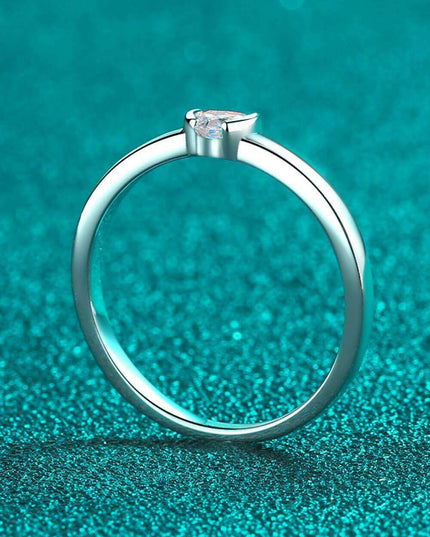 Radiant Heart Lab-Diamond Ring in Platinum-Plated Sterling Silver