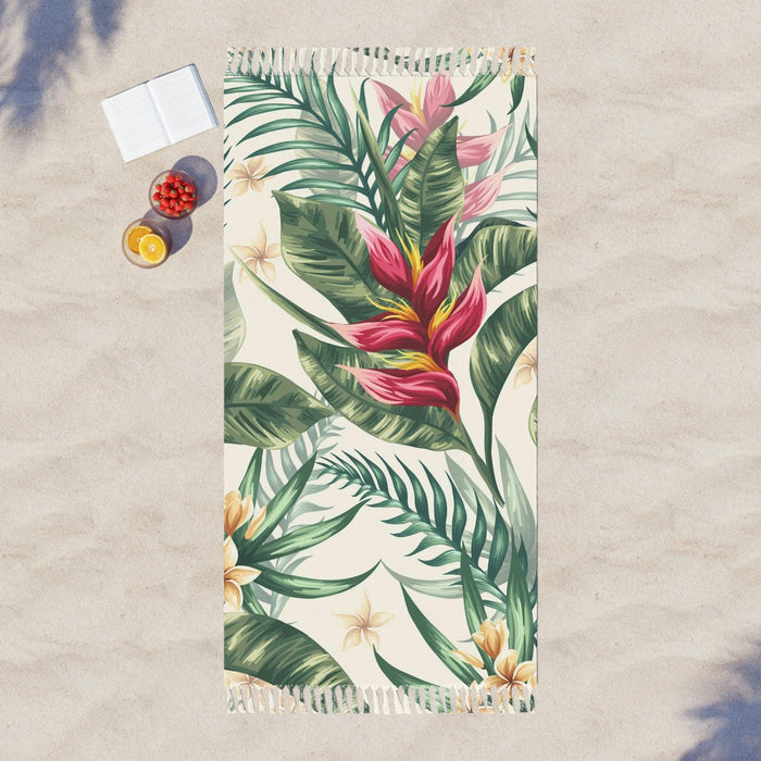 Tropical Boho Paradise Beach Blanket with Tassels