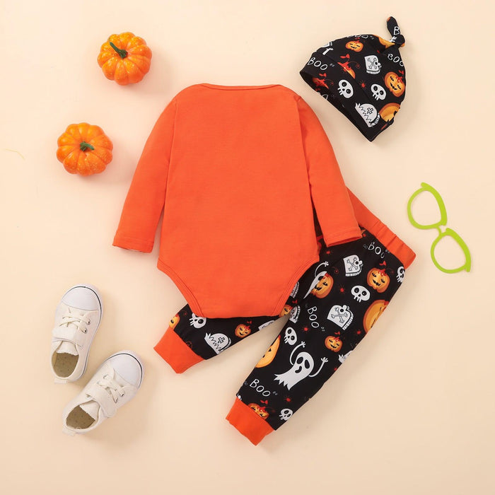 Spooky Halloween Baby Bodysuit and Pants Set with Graphic Design