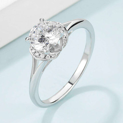 Sophisticated Sterling Silver Lab-Grown Diamond Ring