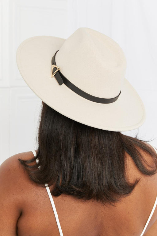 Chic Beige Fedora Hat with Belt Detail