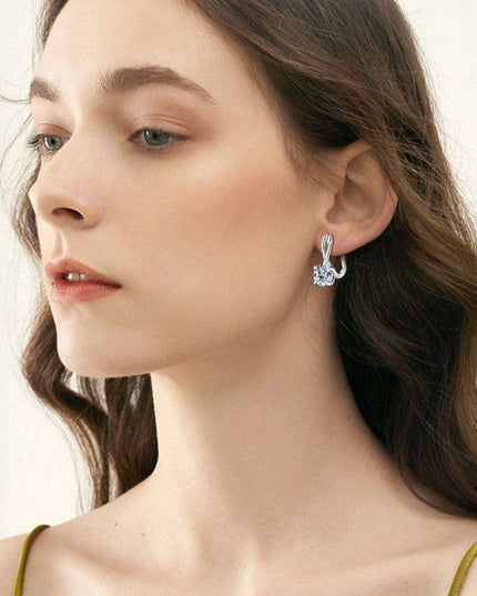 Exquisite 4 Carat Moissanite and Zircon Sterling Silver Earrings with Elegant Gold and Platinum Finish