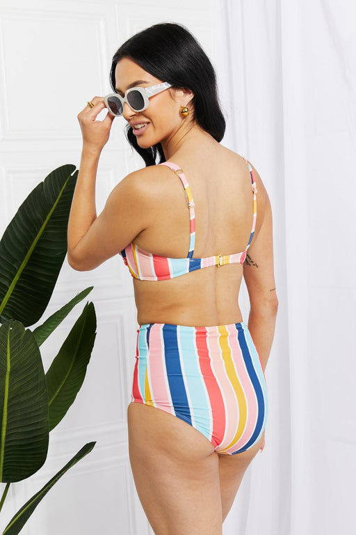 Striped Twist High-Waisted Bikini Set by Marina West Swim
