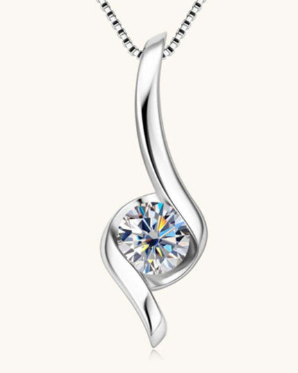 Stunning 1 Carat Moissanite Necklace in Sterling Silver with Certification and Warranty